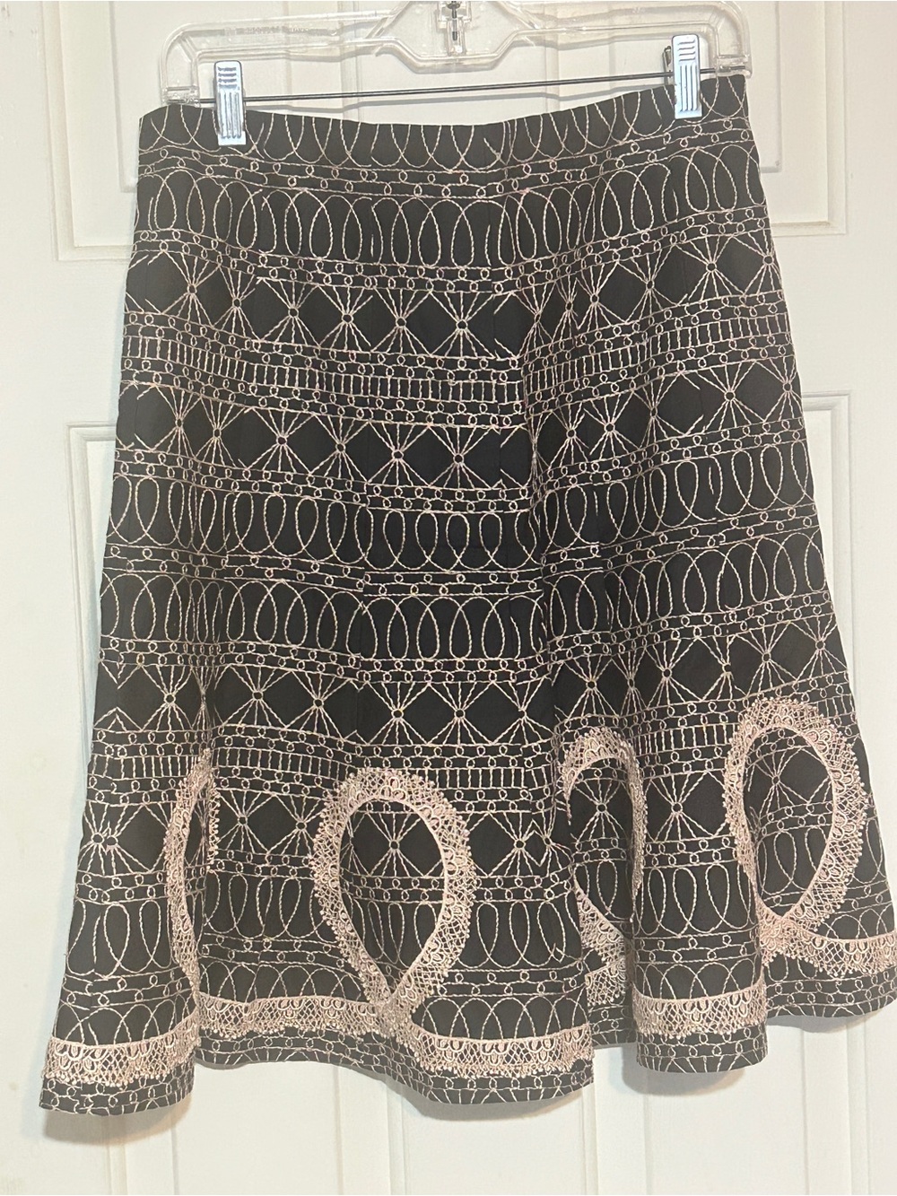 Nanette Lepore Black Skirt with Cream Lace Motifs